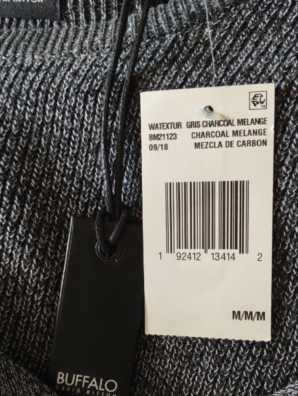 NWT Buffalo David Bitton Men's Gray Watextur Striped Knit Pocket Sweater
